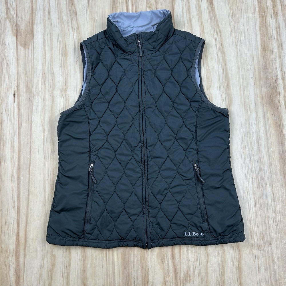 LL Bean Women's Quilted Vest Size Medium Green Gray 284437